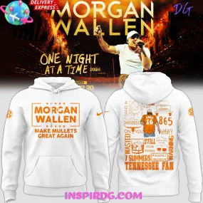 -Tennessee Volunteers Morgan Wallen Make Mullets Great Again 2024 White Hoodie