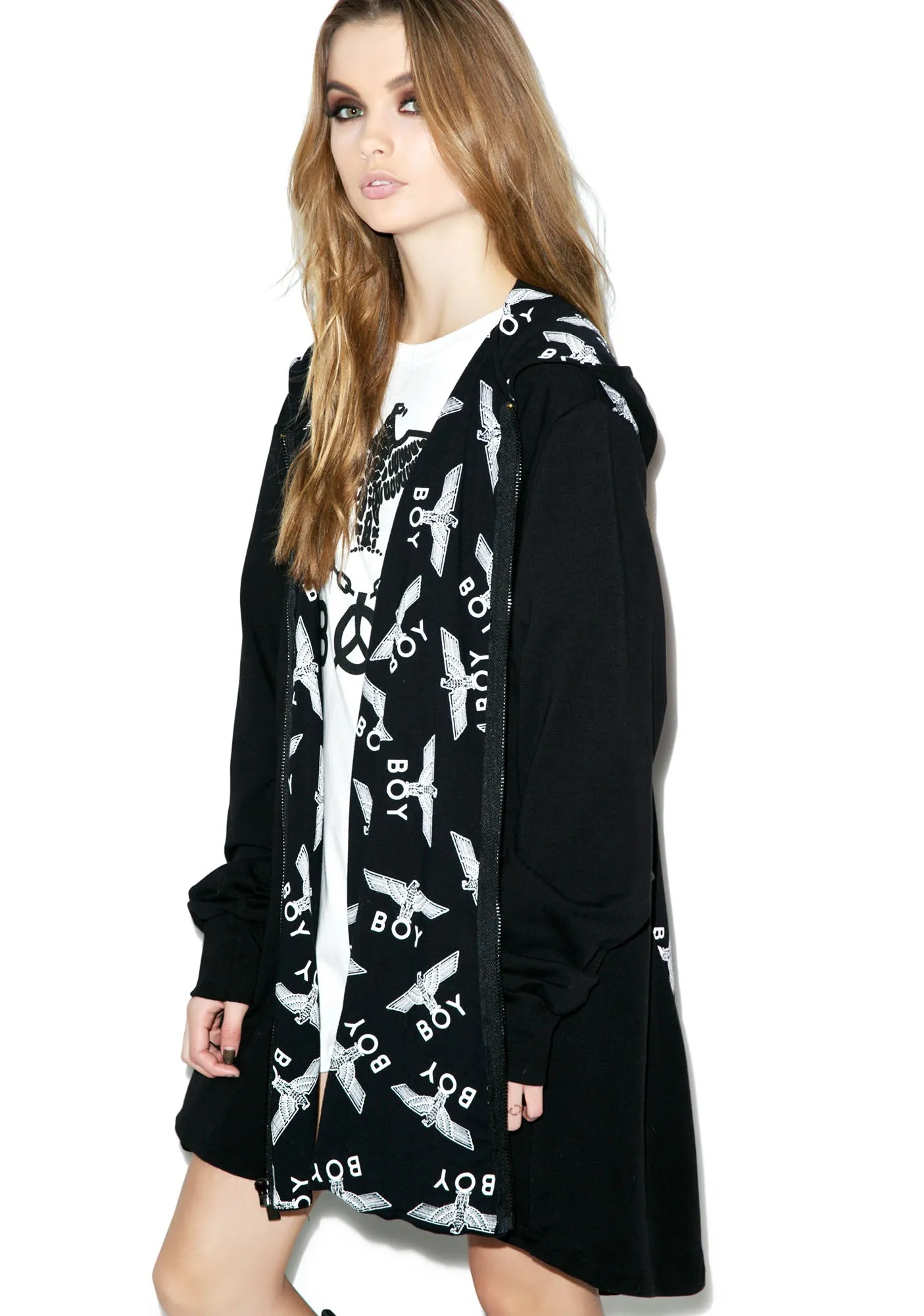 Allover Eagle Cape Coat-