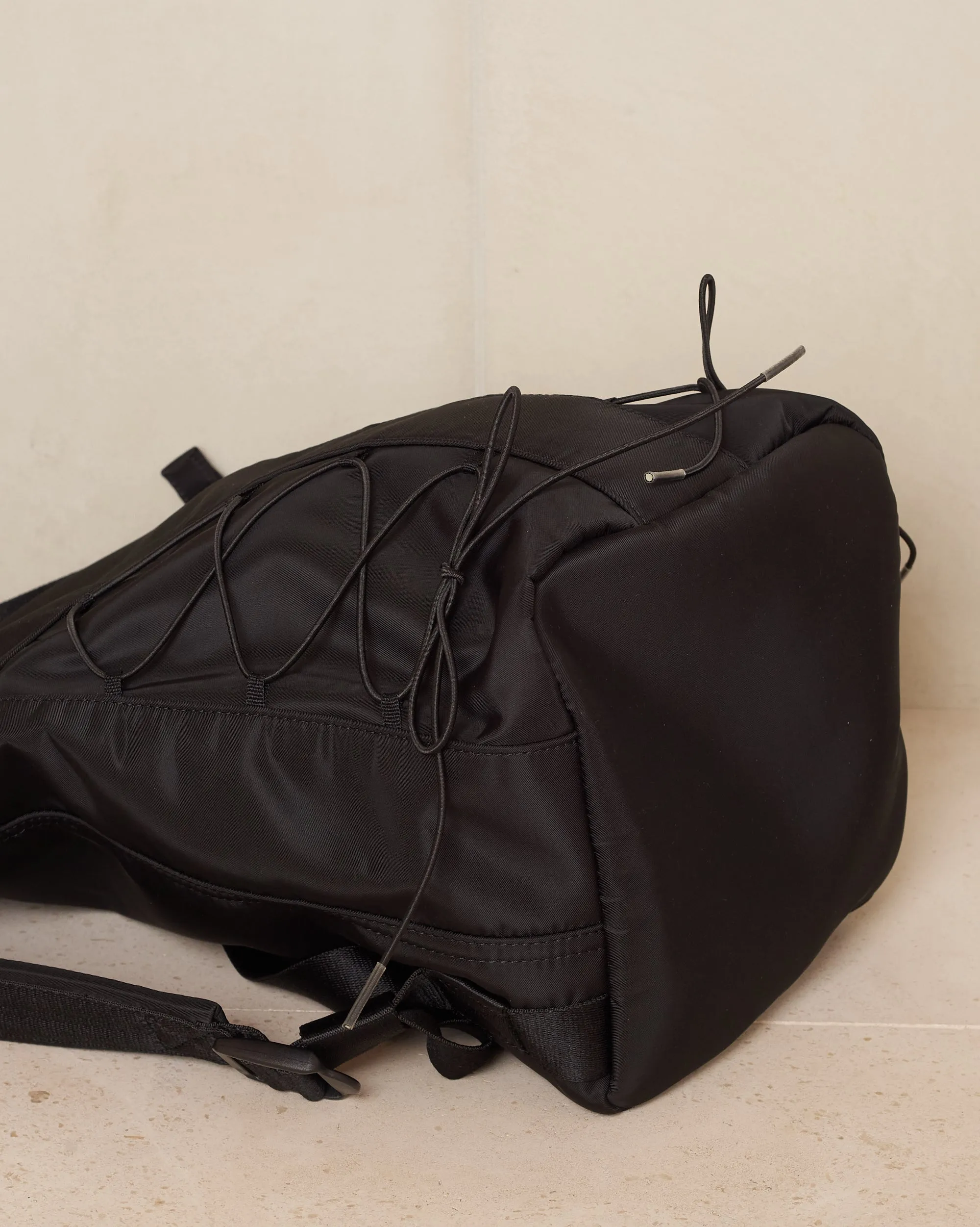 Black Sporty Lace Up Military Backpack