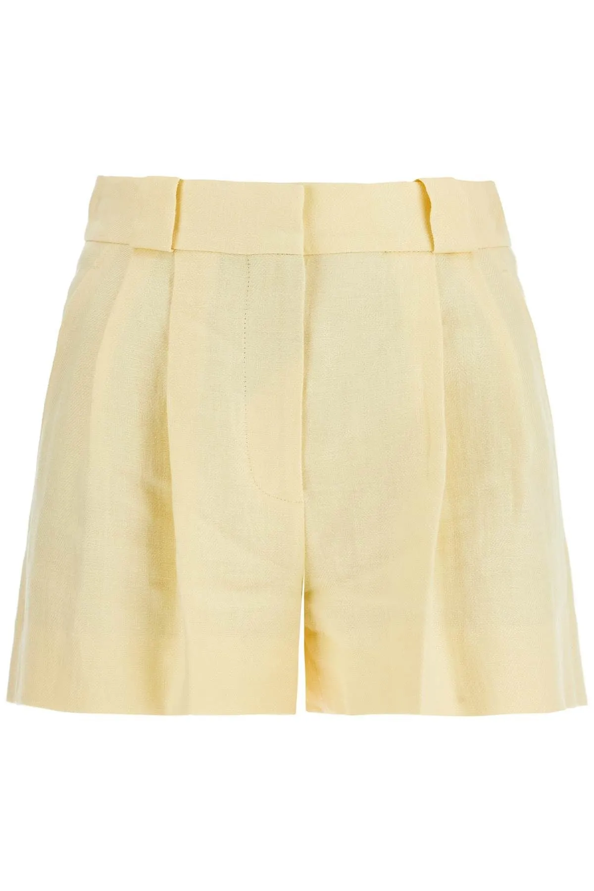 Blaze Milano Light Yellow High Waisted Linen Shorts