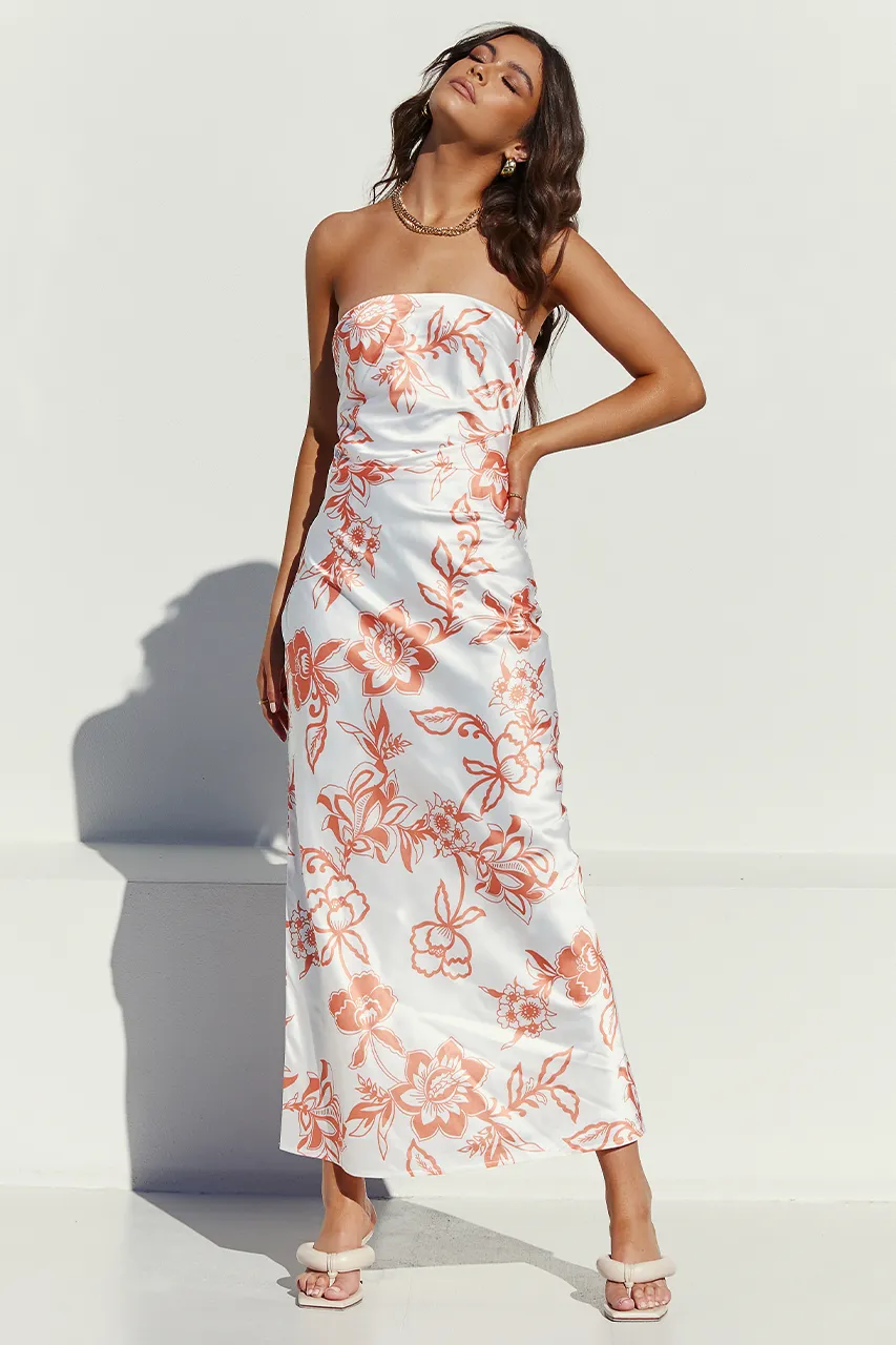 Caliente Slip Dress - White/Orange