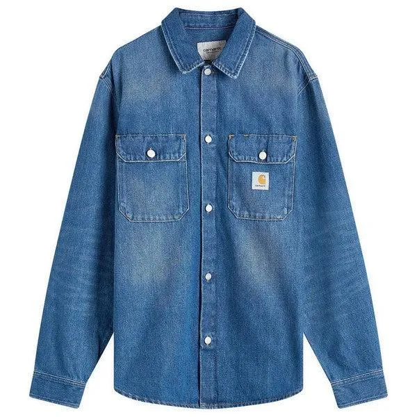 Carhartt WIP Harvey Shirt Jacket Blue Dark Used Wash
