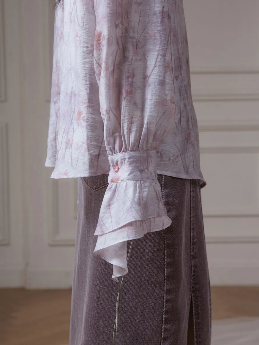 Chinese Floral Bell Sleeve Shirt
