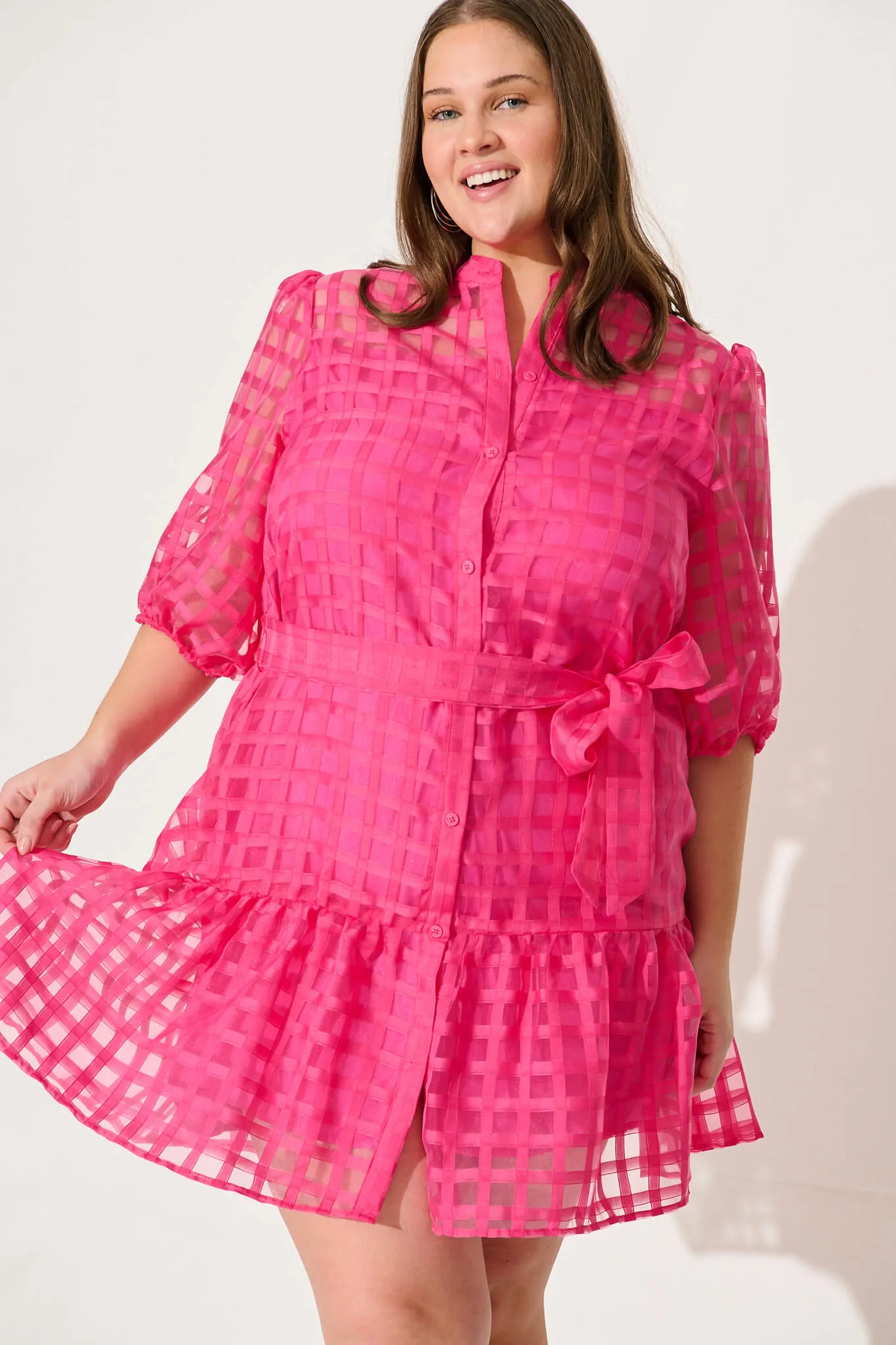Giuliette Dress In Hot Pink Organza
