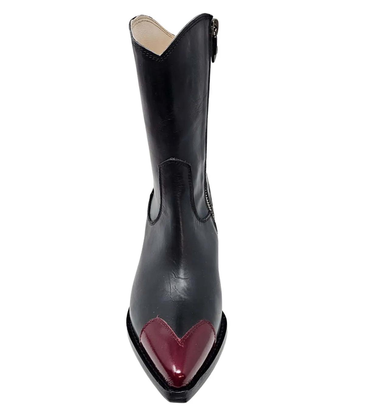 Heart Toe Ankle Boot - Black/Red