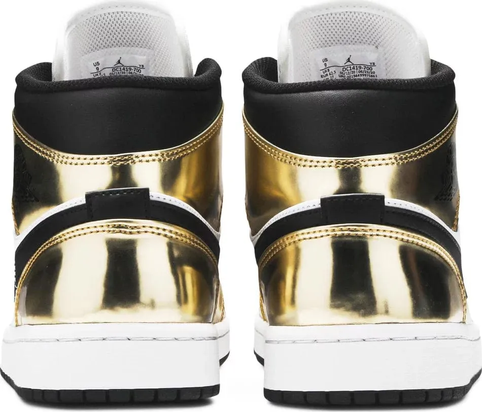 Jordan 1 Mid Metallic Gold Black White