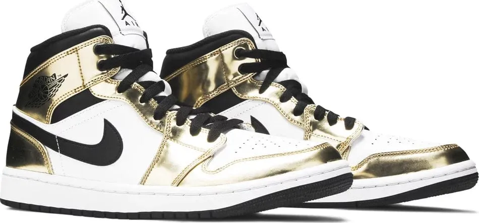 Jordan 1 Mid Metallic Gold Black White