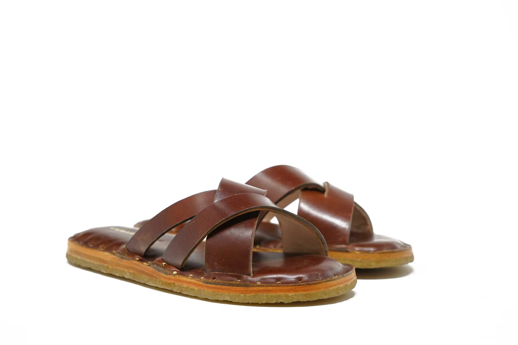 Leather Slides Puffy Insole US8