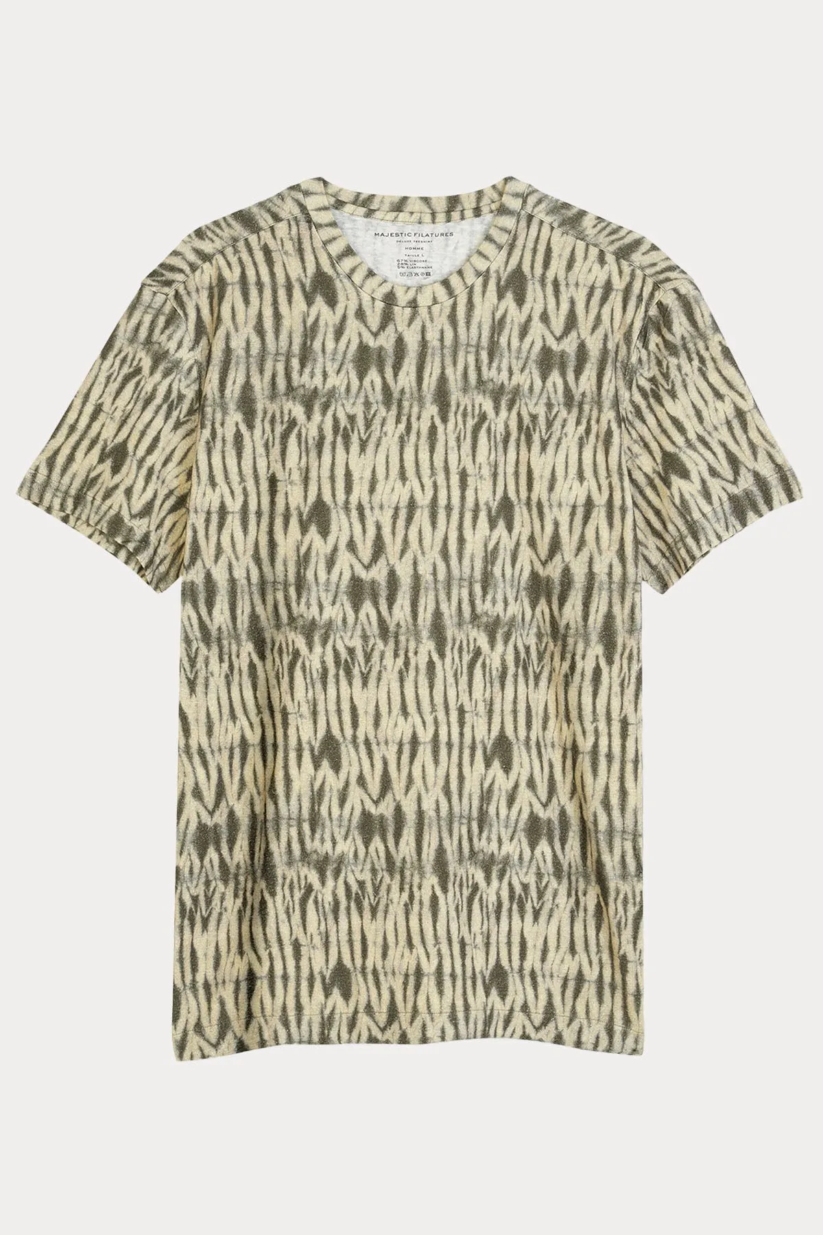 Majestic Desenli Stre Keten T-shirt