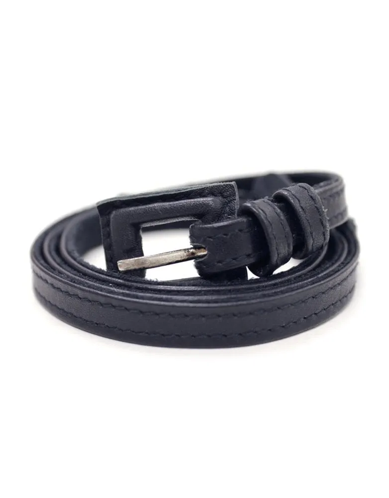 Navy Blue Leather Maternity Belt