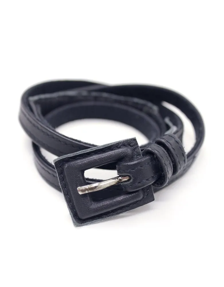 Navy Blue Leather Maternity Belt