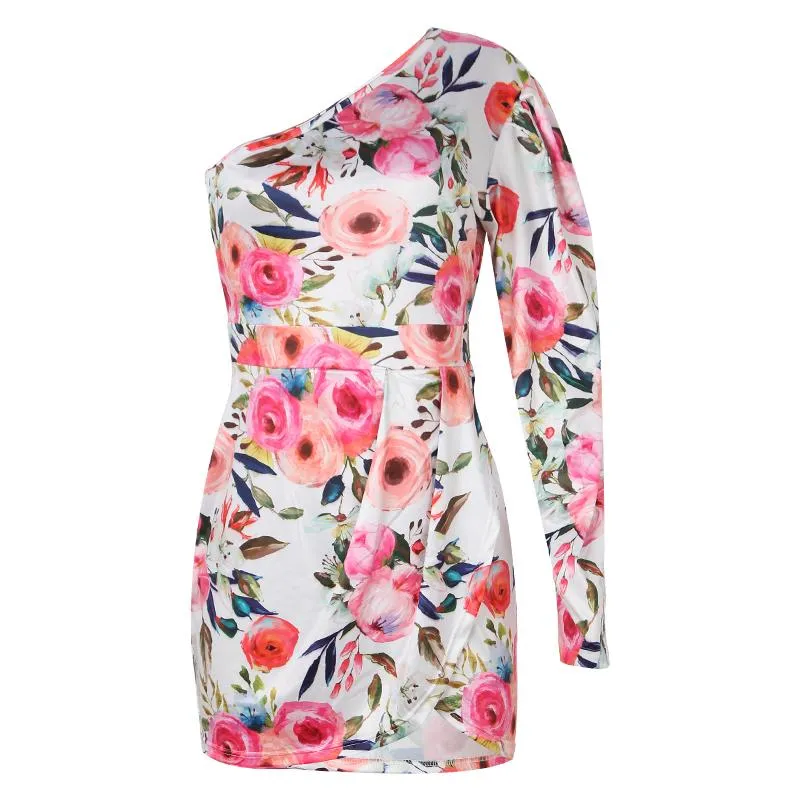 Robe Courte Floral Une paule