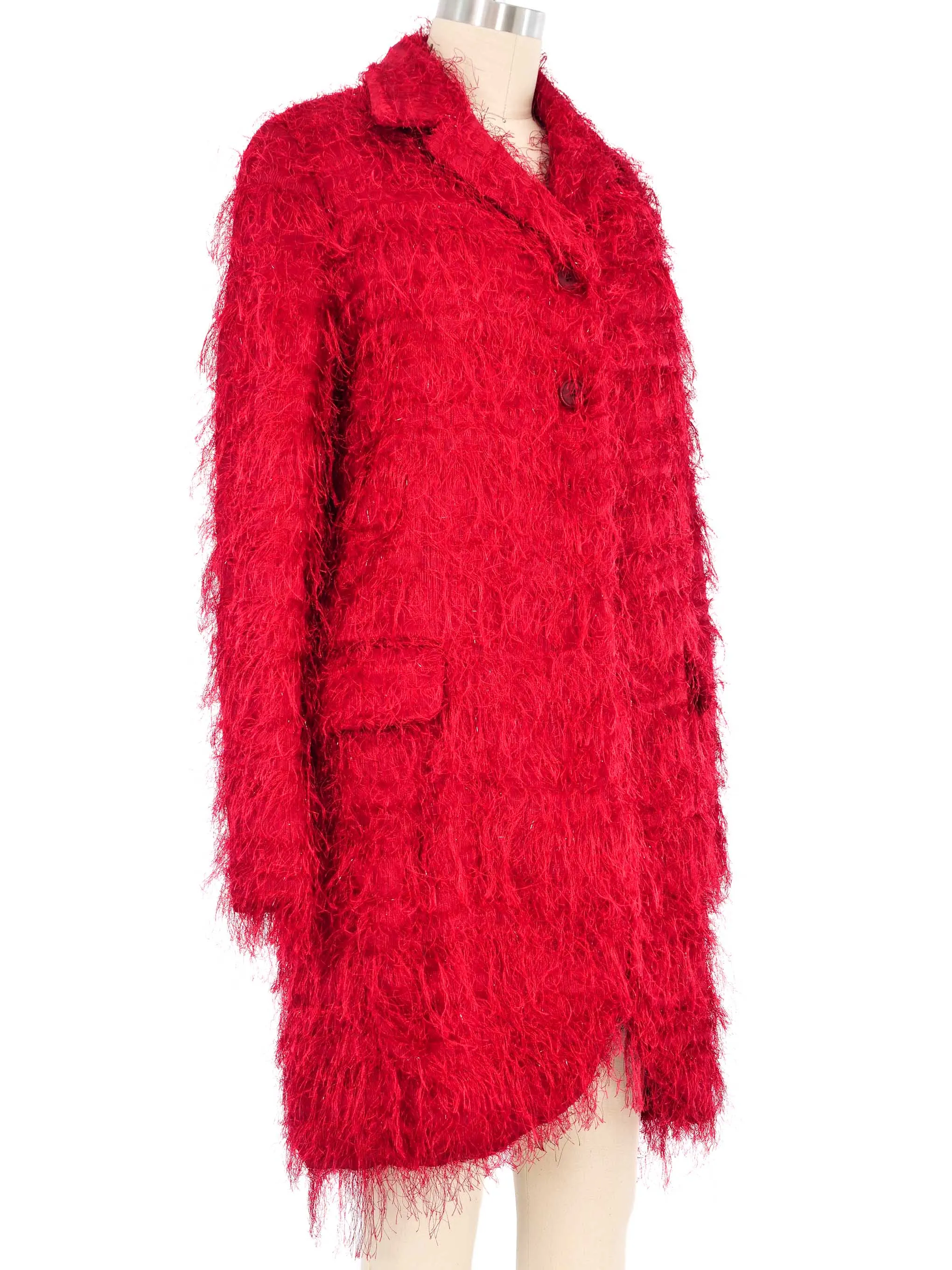 Romeo Gigli Magenta Fringed Yarn Coat
