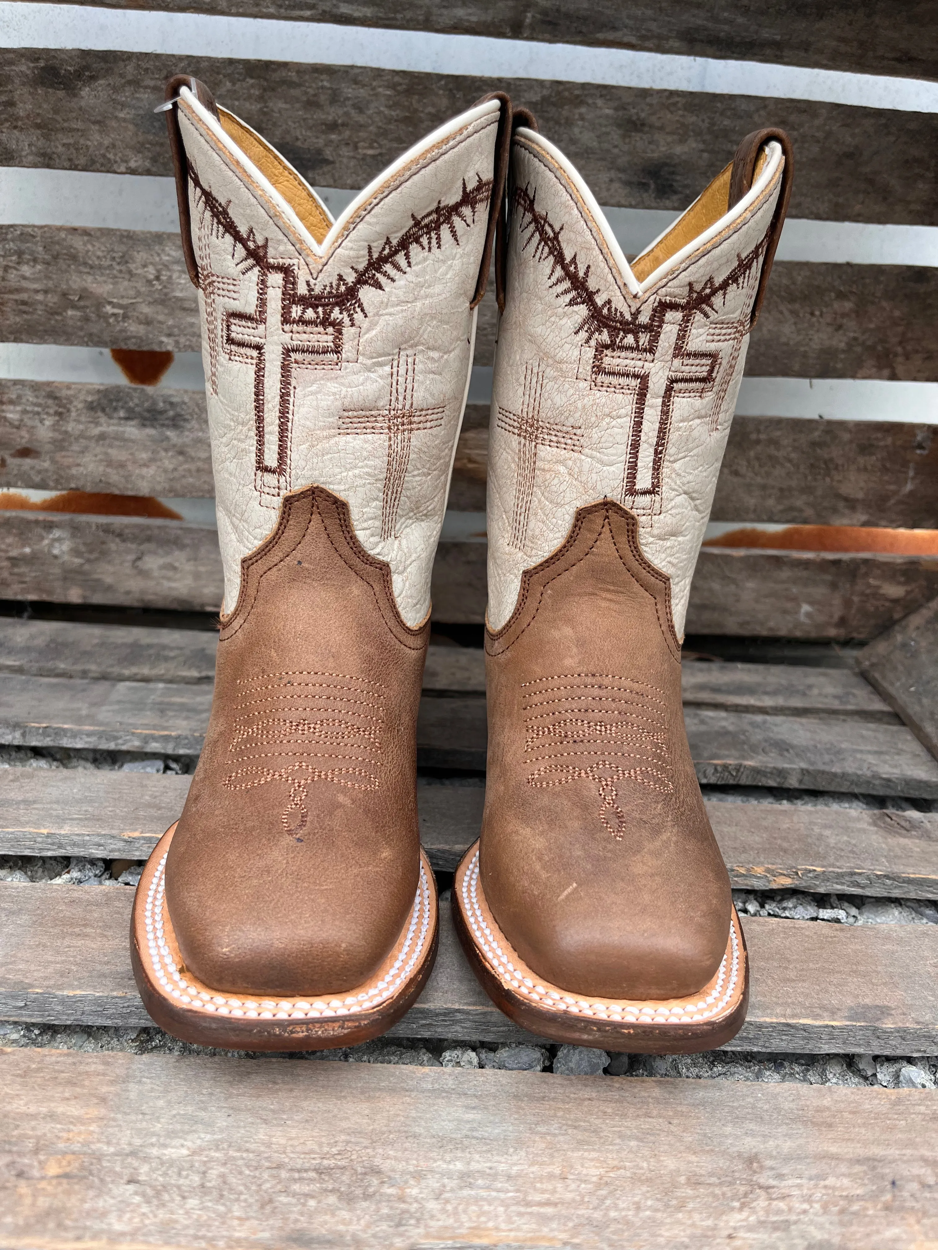 Roper Children & Youth Brown Cross Cowboy Boots 7022-8495