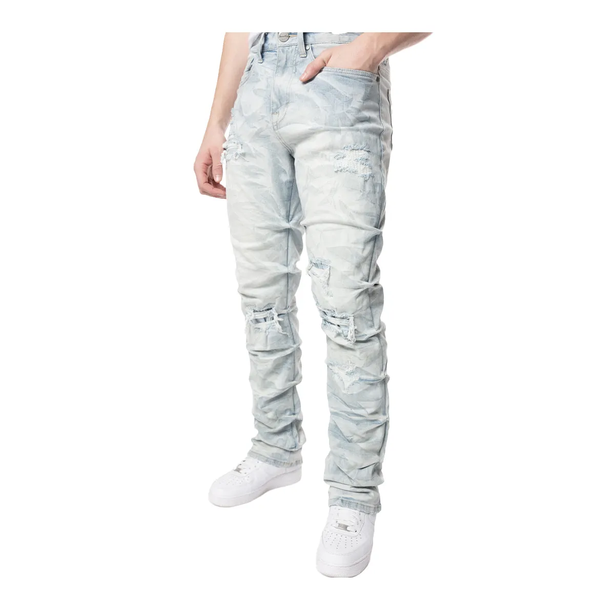 Smoke Rise Mens Side Pinching Lightening Effect Jeans JP24508-X82 Marshfield Blue