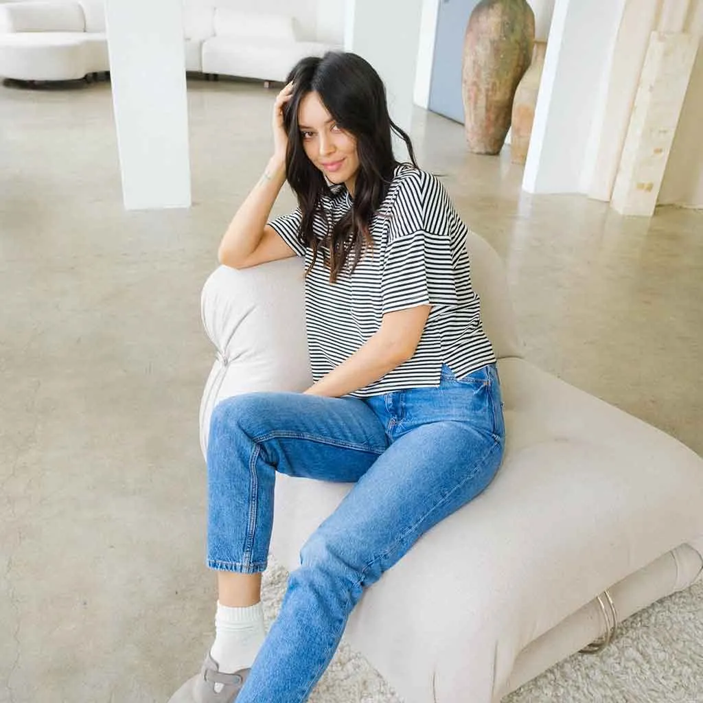 Striped Basic Tee - Ivory/Black