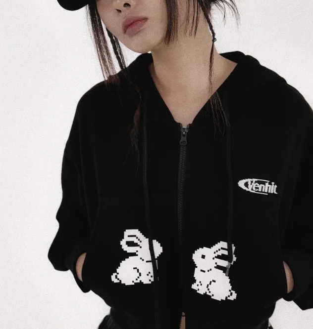 VENHIT  |Long Sleeves Logo Cropped Tops Hoodies & Sweatshirts