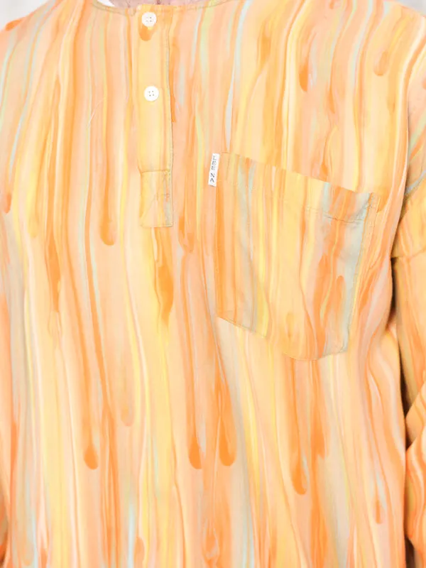 Vintage 90's Men Orange Boho Shirt