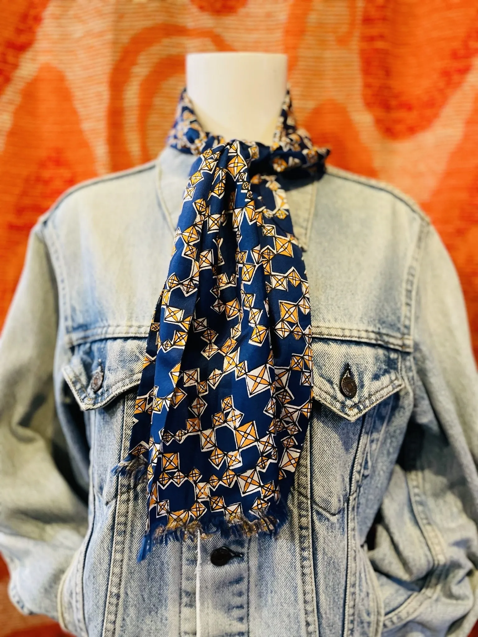Vintage Geometric Silk Scarf